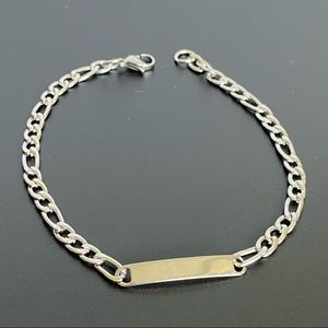 SILVER FIGARO CHAIN ID BRACELET